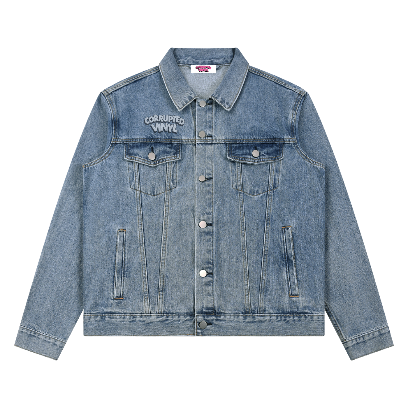 Classic Corrupted Vinyl Denim Trucker Jacket